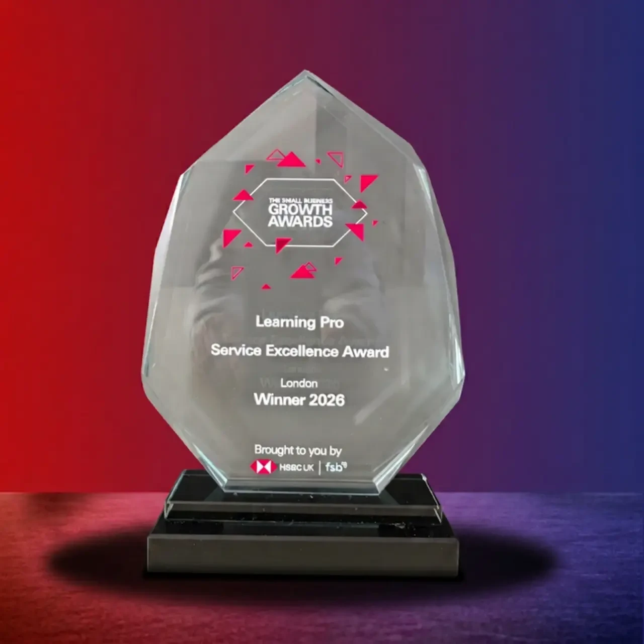Learning Pro Wins Service Excellence Award London at The Small Business Growth Awards 2026 Learning Pro, HSBC Award